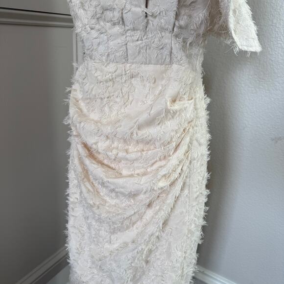 NWT ASOS Edition Cream Textured Bandeau Drape Maxi Dress Size 8 Formal Gown - Picture 6 of 11